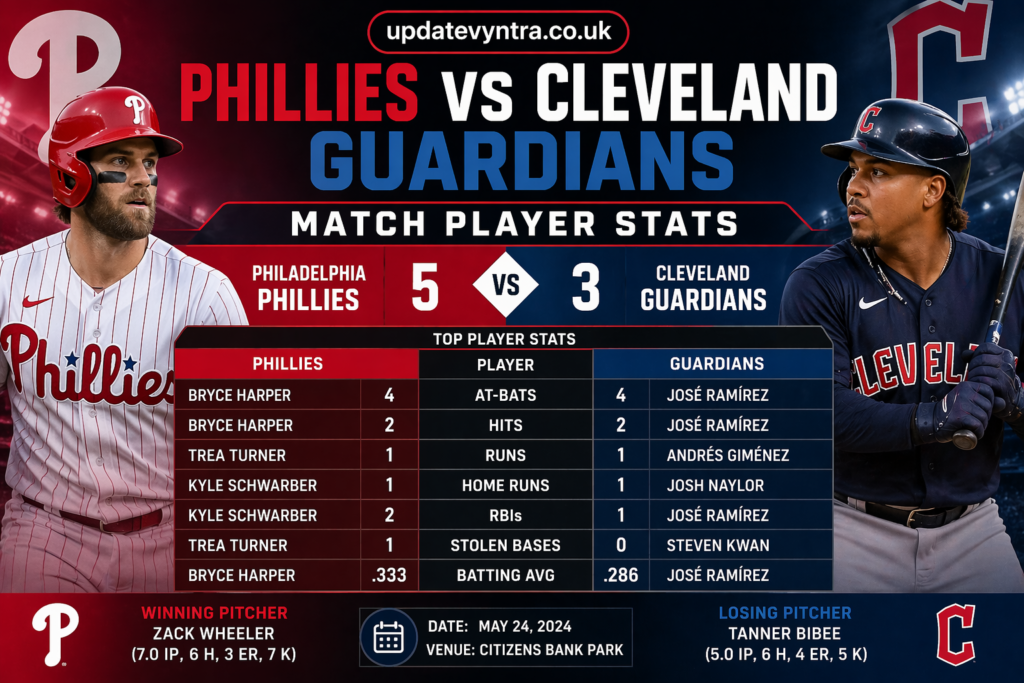 phillies vs cleveland guardians match player stats